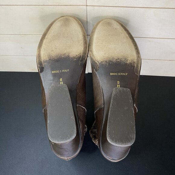 Sesto Meucci Tacca Booties Women's Size 8 Shoes M Brown Leather Zip Boots Floral - Picture 10 of 12